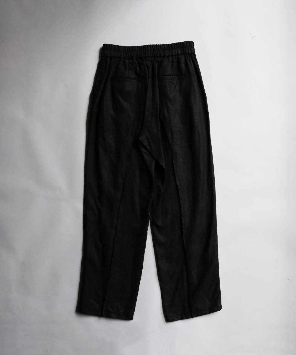 Linen Pin Tuck Easy Trousers - BLACK