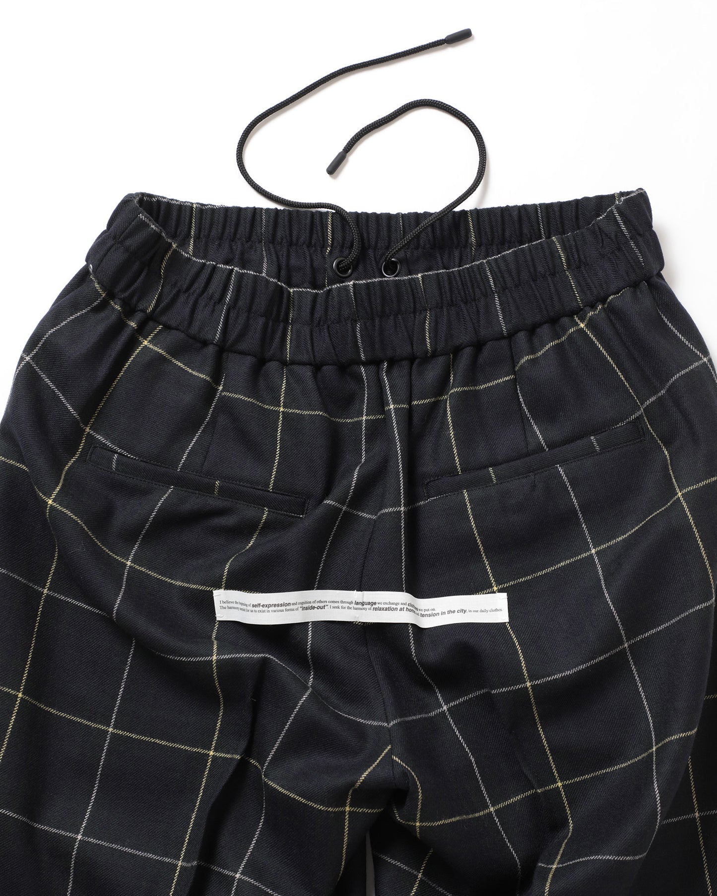 Wool Check Pin Tuck Easy Trouser