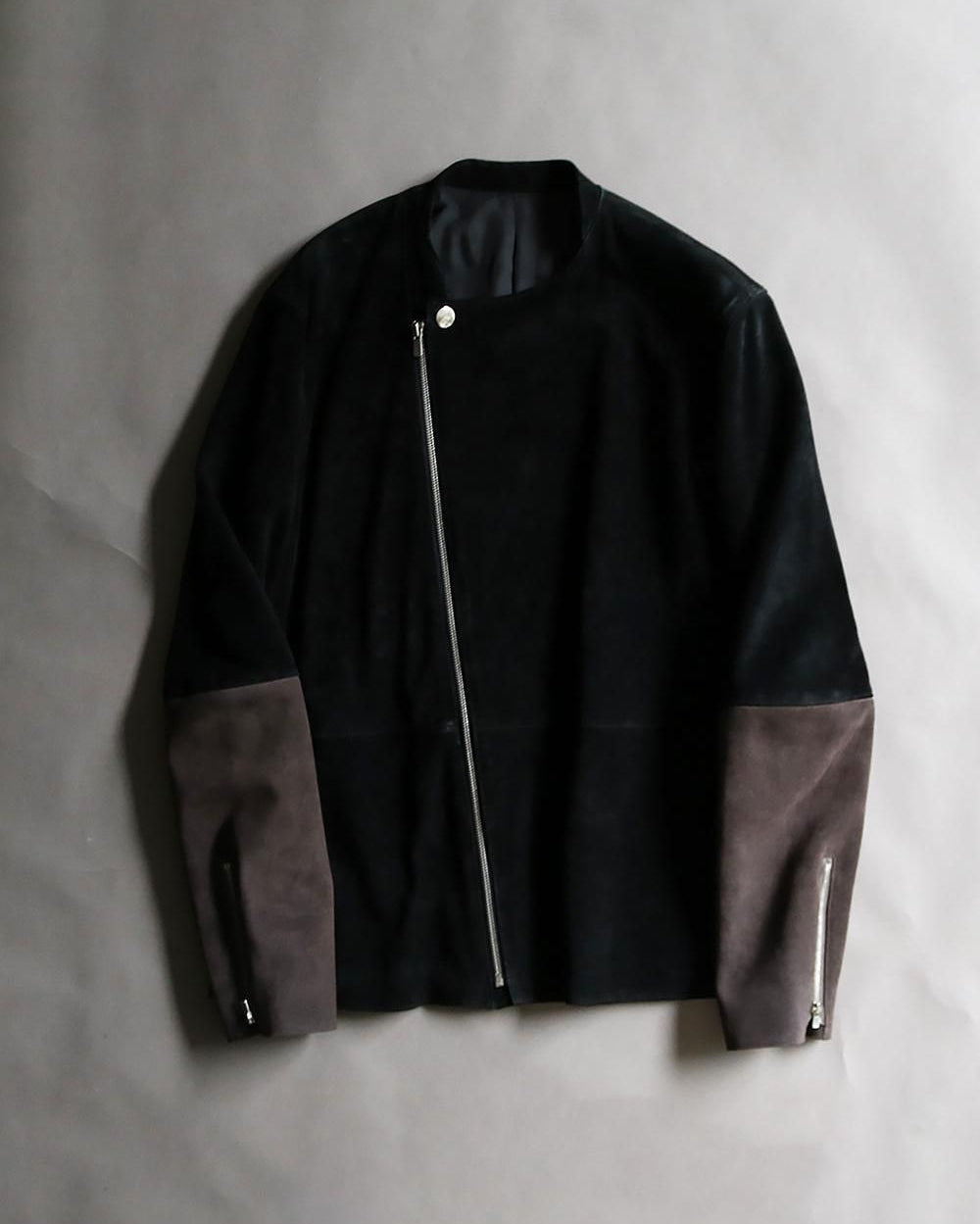 Leather switching blouson
