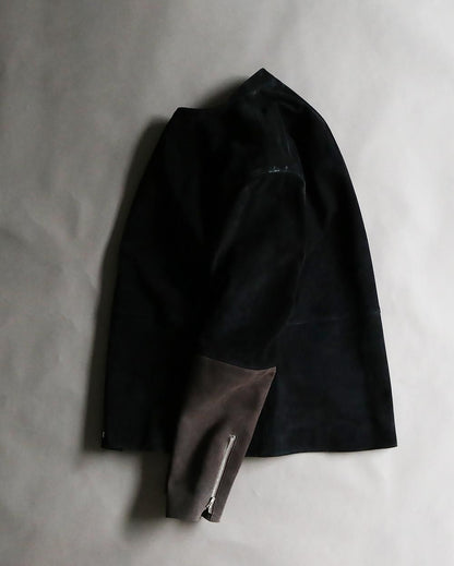 Leather switching blouson