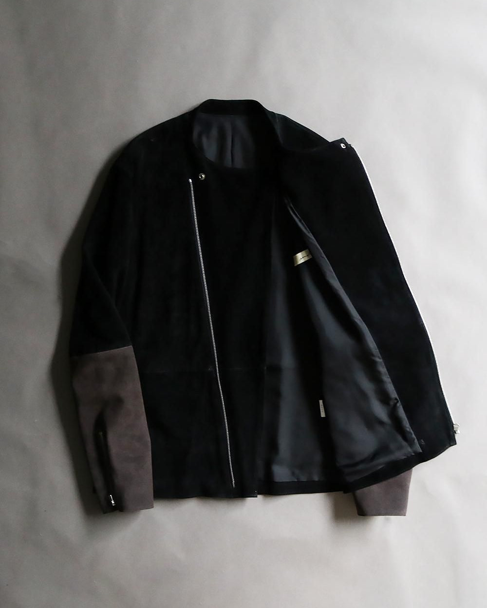 Leather switching blouson