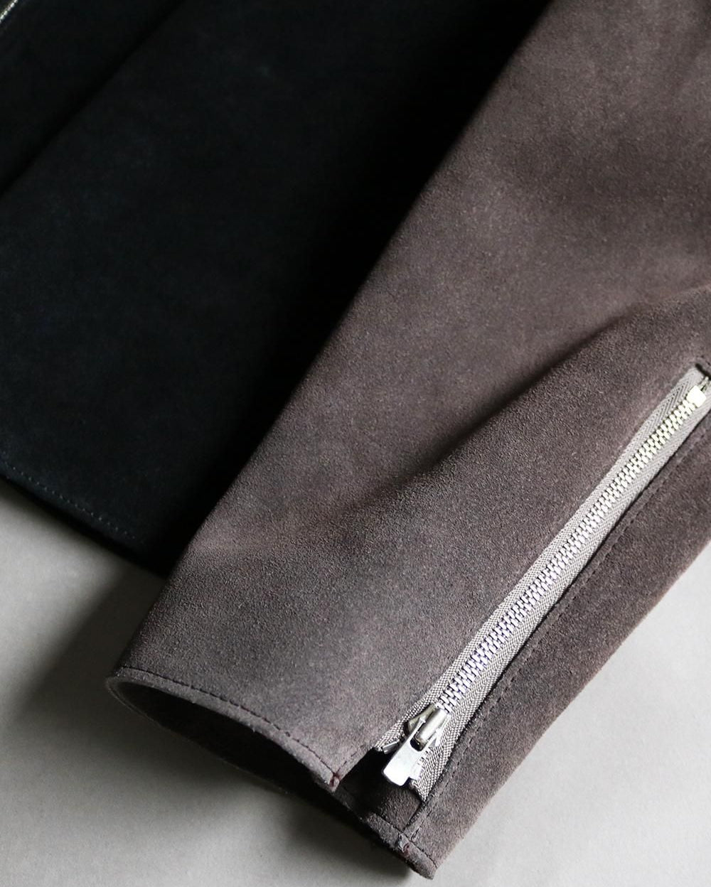 Leather switching blouson