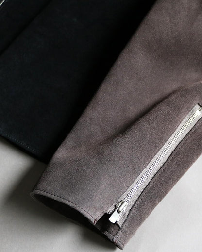 Leather switching blouson