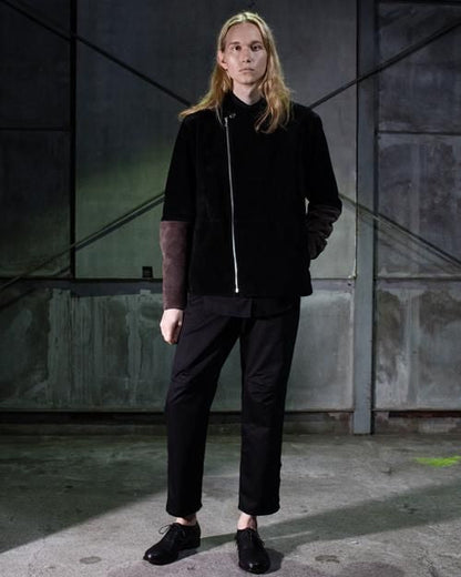 Leather switching blouson