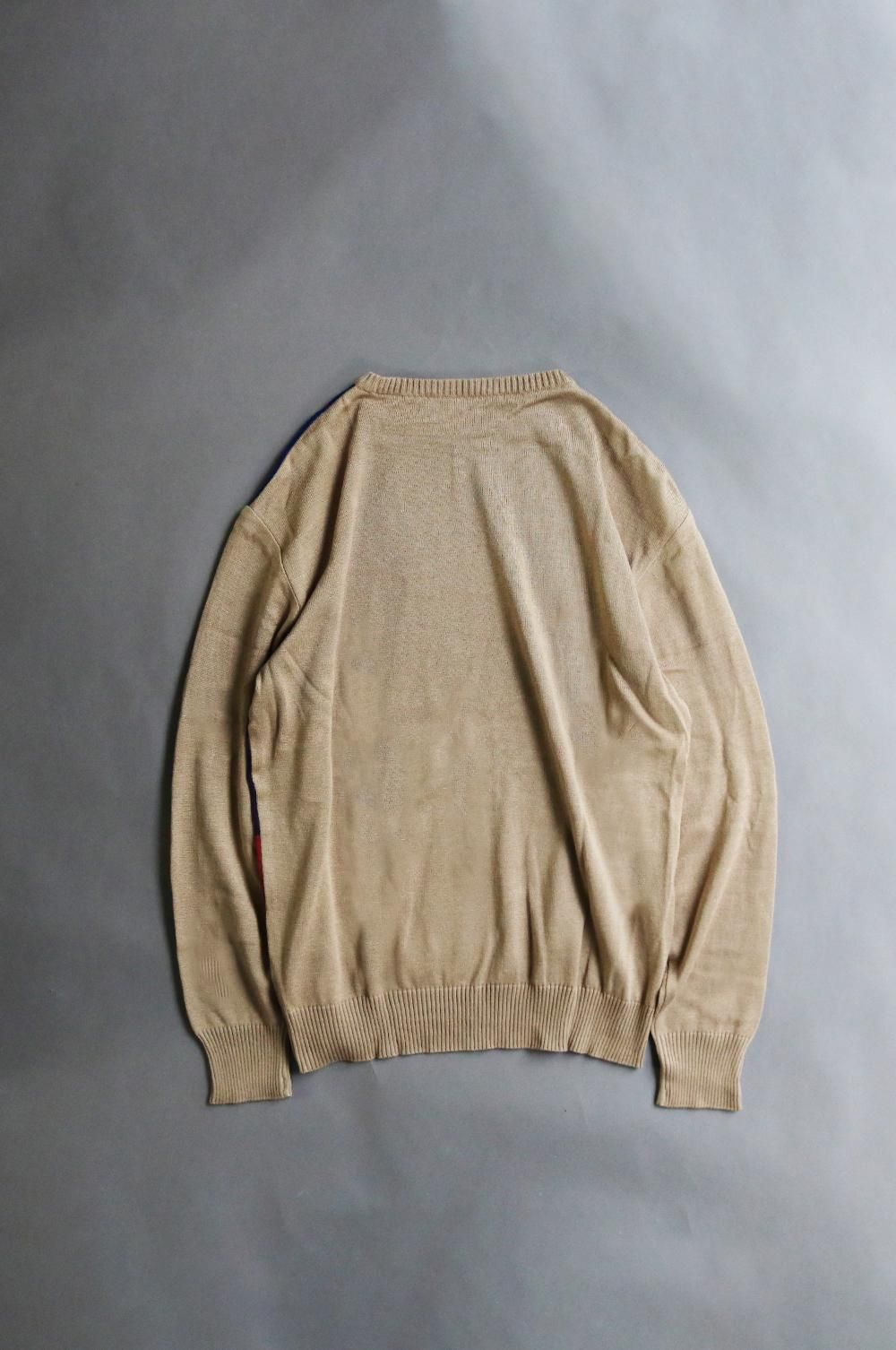 Pattern line color knit pullover