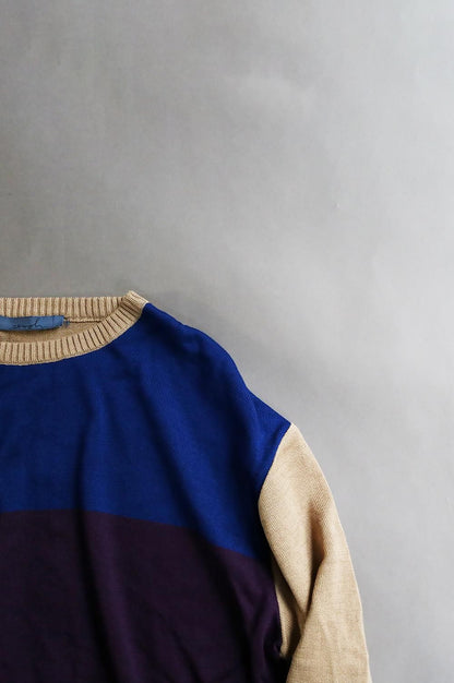 Pattern line color knit pullover