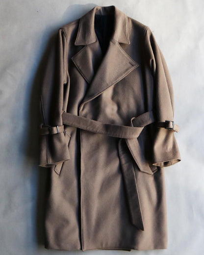 Wool melton belted coat