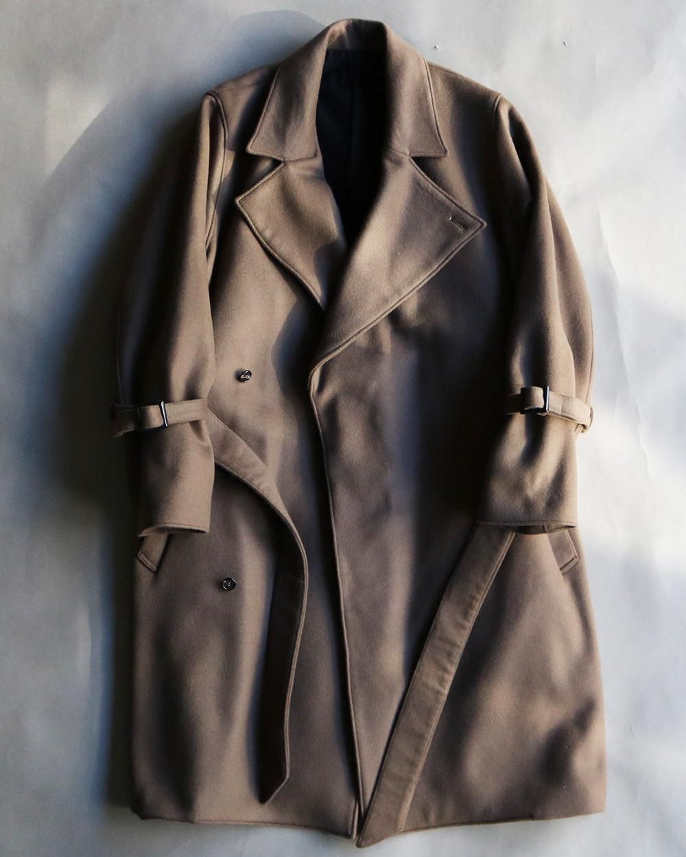 Wool melton belted coat