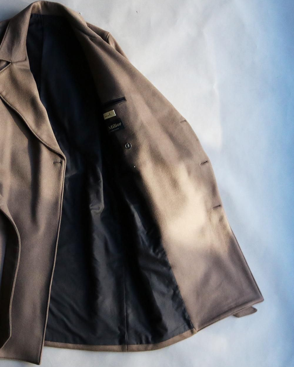 Wool melton belted coat