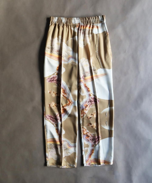 "MOTTY" Graphic Pin Tuck Trouser - BEIGE