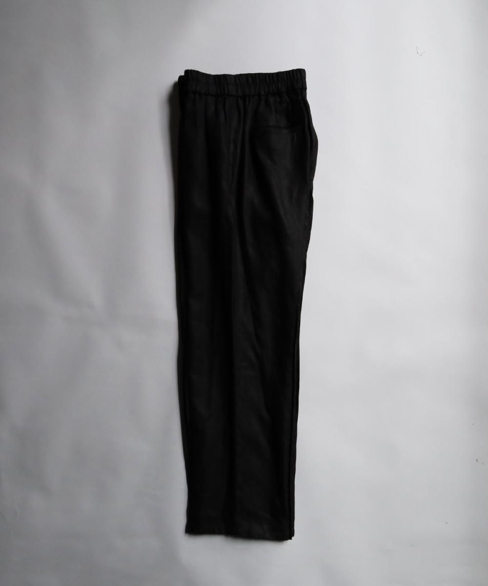 Linen Pin Tuck Easy Trousers - BLACK