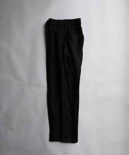 Linen Pin Tuck Easy Trousers - BLACK
