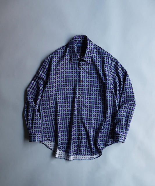 "Check" Graphic Shirt - GREY
