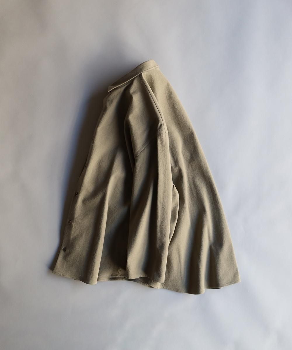 Brushed Linen Wide Shirt - KHAKI