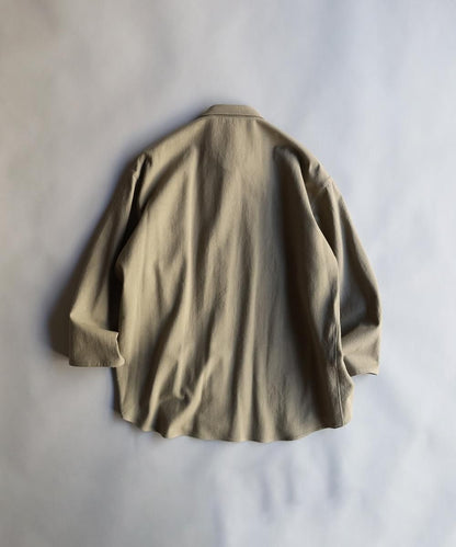 Brushed Linen Wide Shirt - KHAKI
