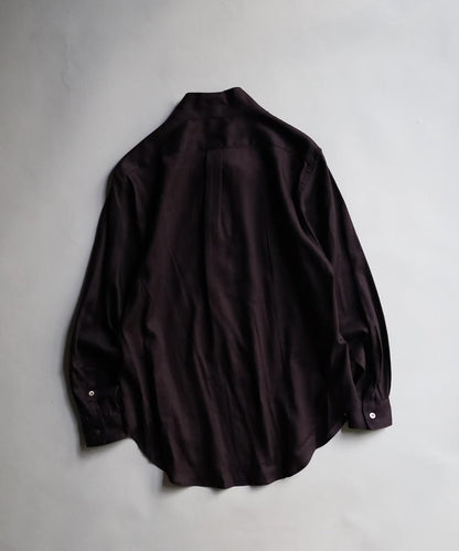 Rayon Linen Kimono Collar Shirt - BLACK