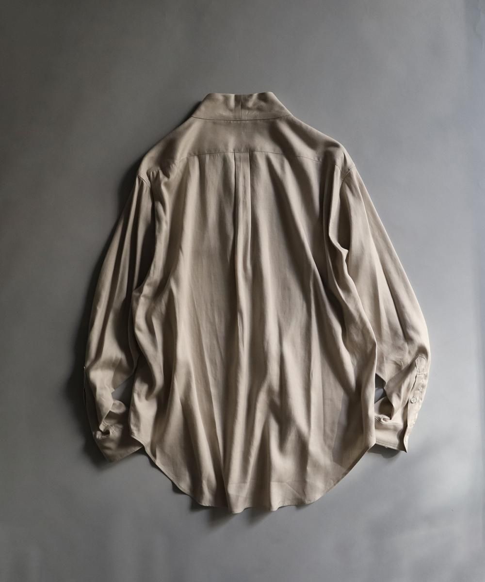 Rayon Linen Kimono Collar Shirt - BEIGE