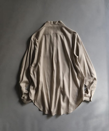Rayon Linen Kimono Collar Shirt - BEIGE