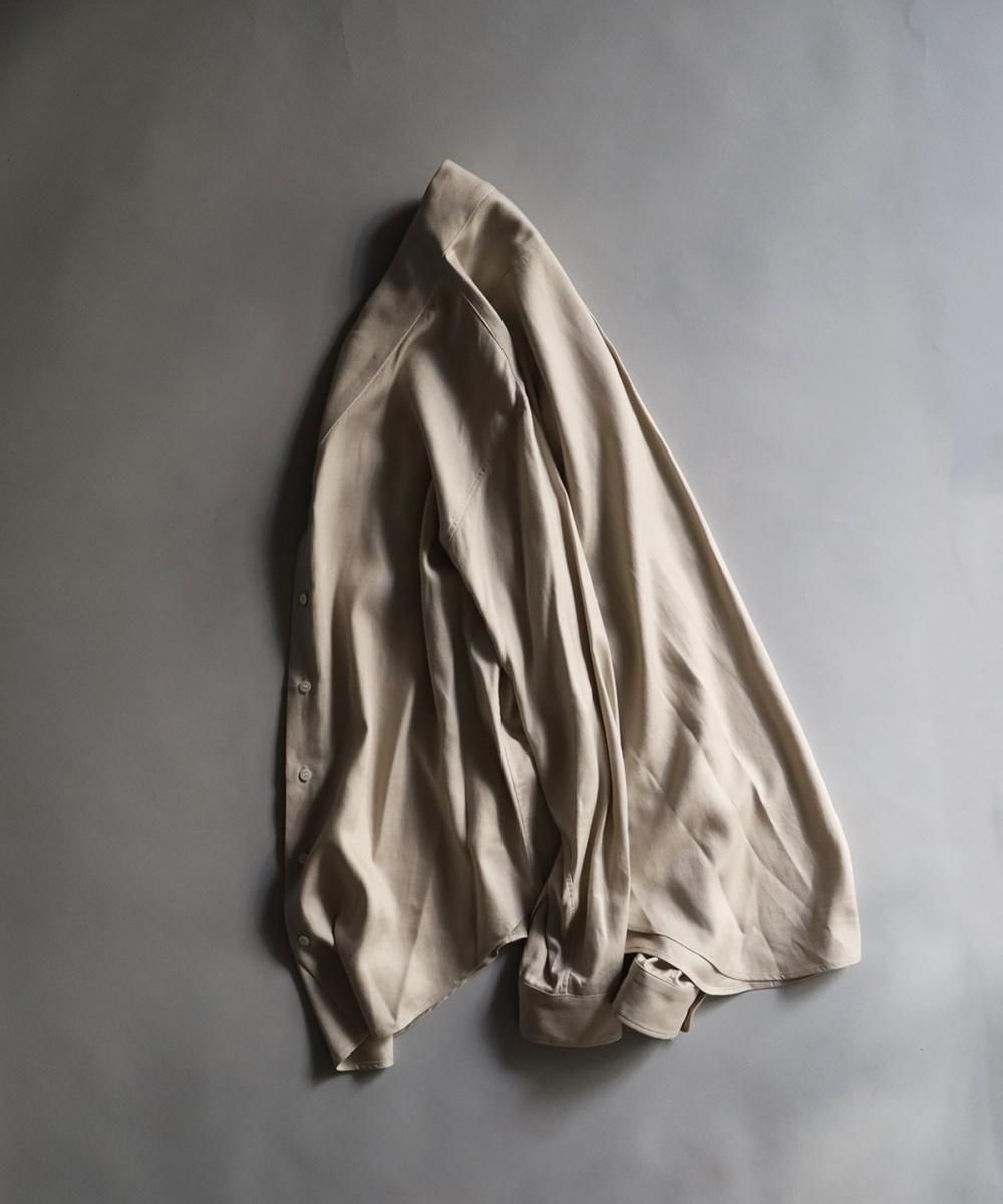 Rayon Linen Kimono Collar Shirt - BEIGE