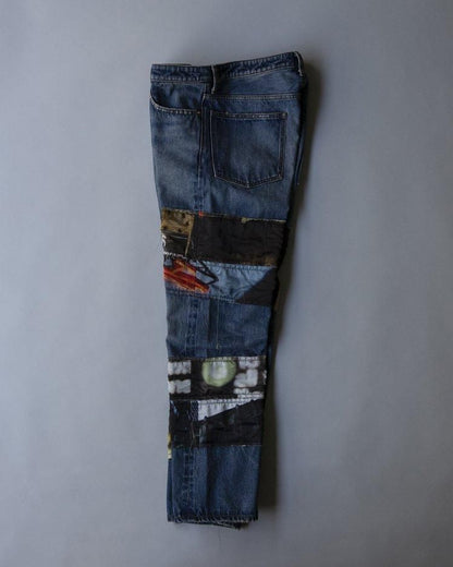 'Test Print' Denim Pants Lui Araki