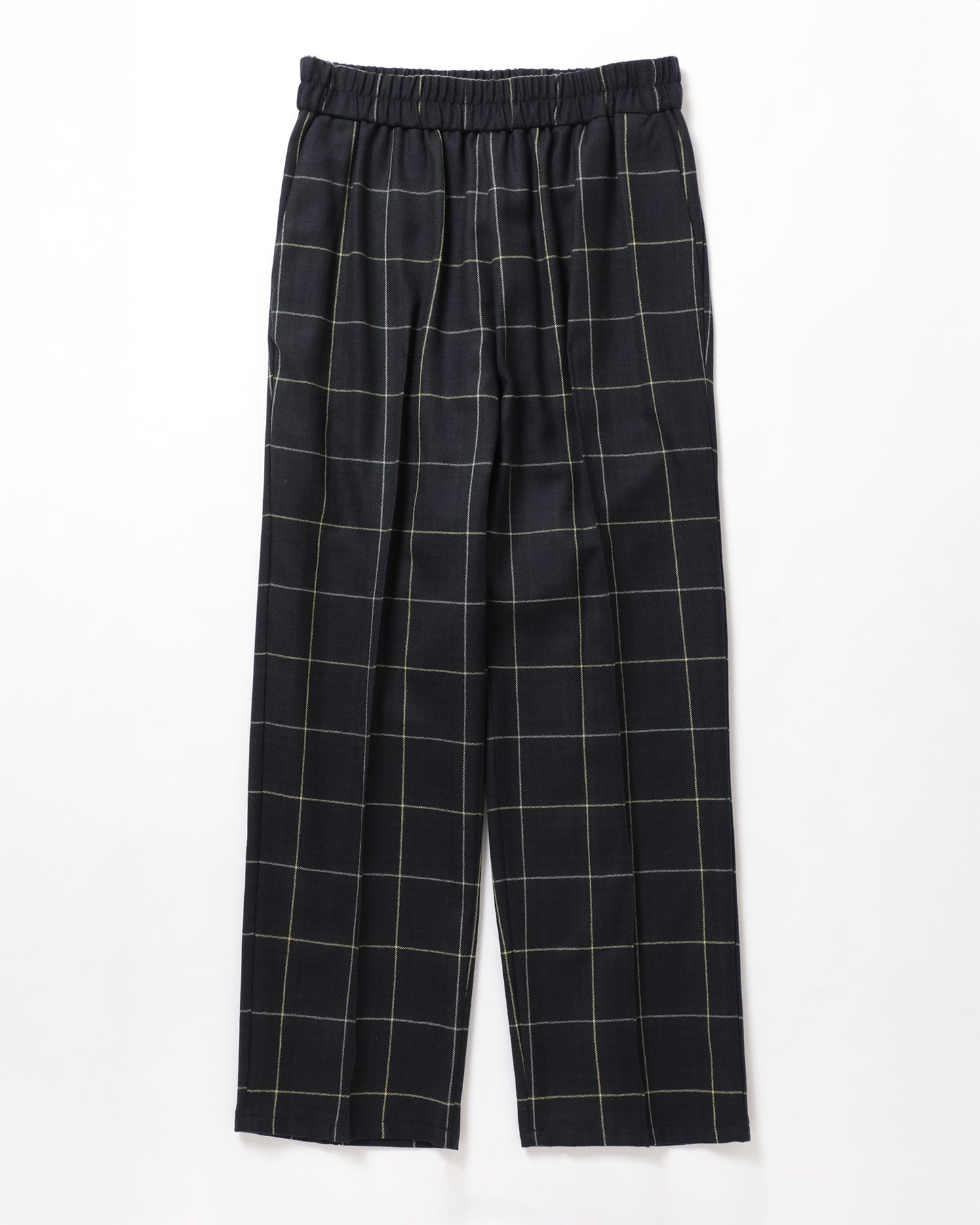 Wool Check Pin Tuck Easy Trouser