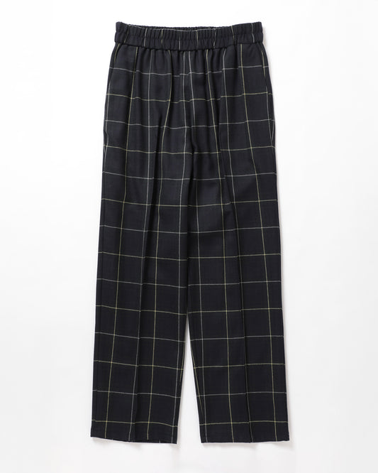 Wool Check Pin Tuck Easy Trouser