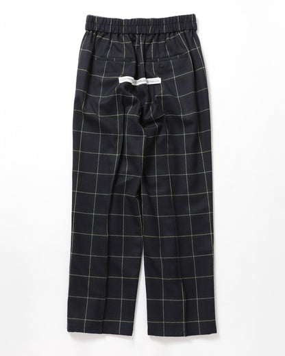 Wool Check Pin Tuck Easy Trouser