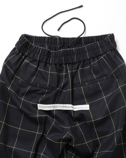 Wool Check Pin Tuck Easy Trouser