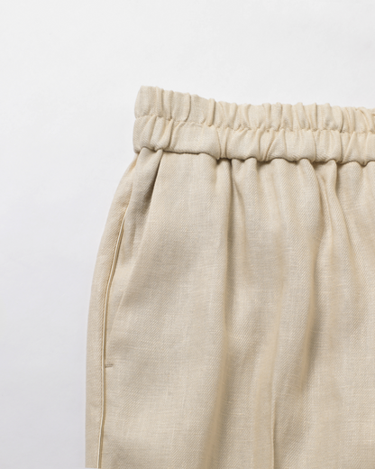 Linen Pin Tuck Piping Pants