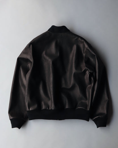 Horse Leather Blouson Wool Rib