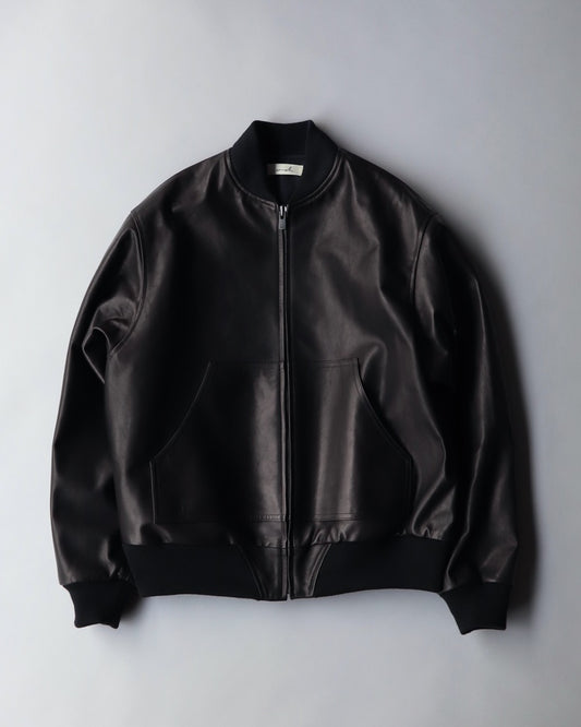 Horse Leather Blouson Wool Rib