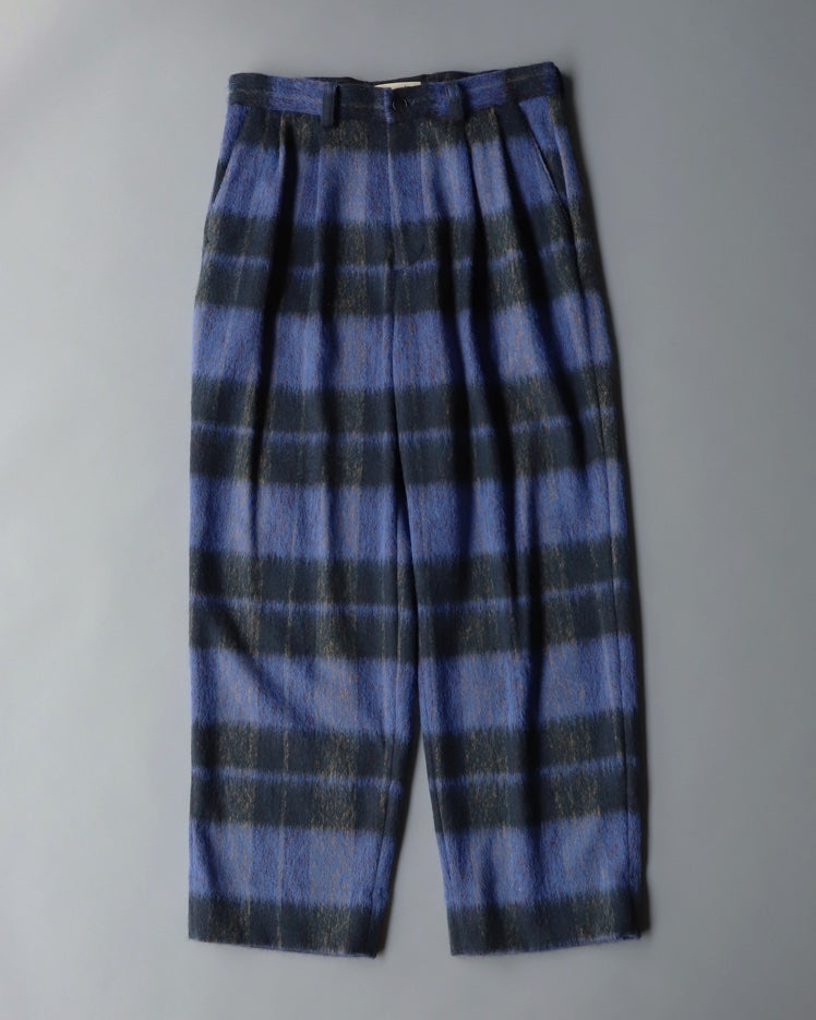 WoolAngola Two Tuck Pants Check